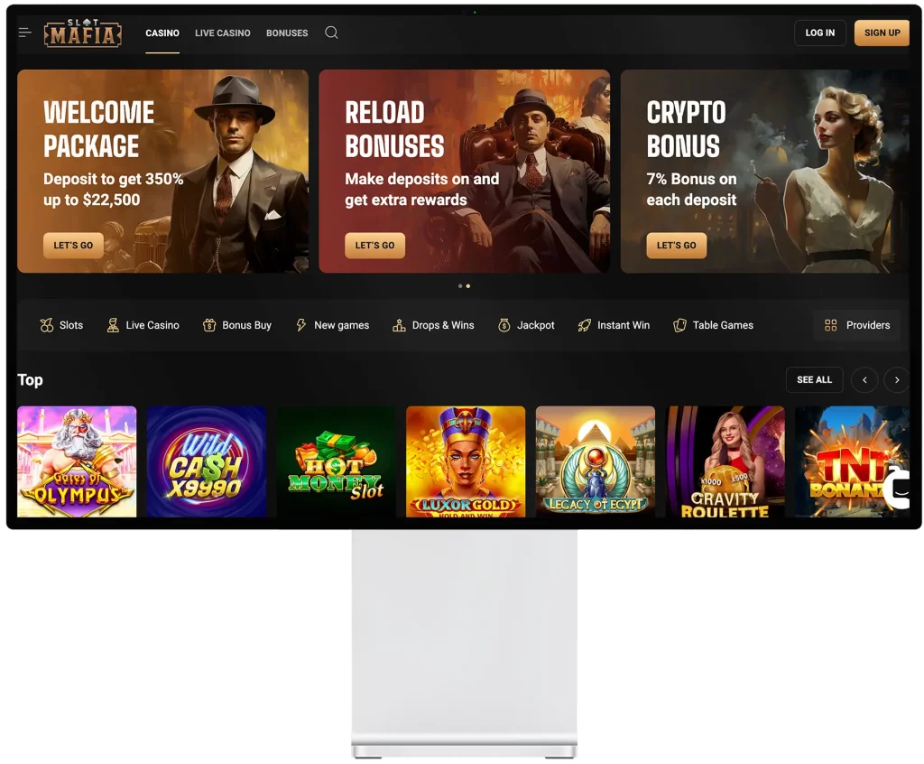 Official SlotMafia Casino Website Screen